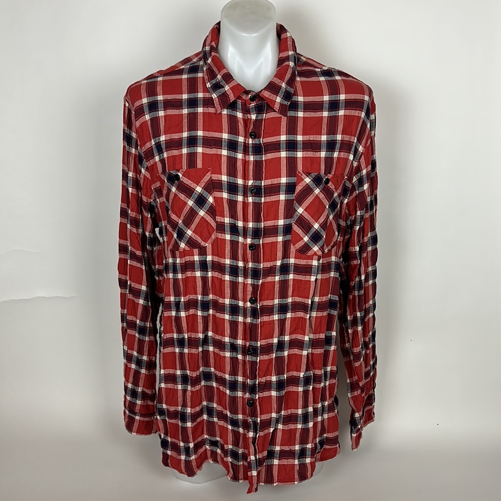 Birdwell Beach Britches Men’s Size XXL Red Rincón Plaid Button Down Shirt.